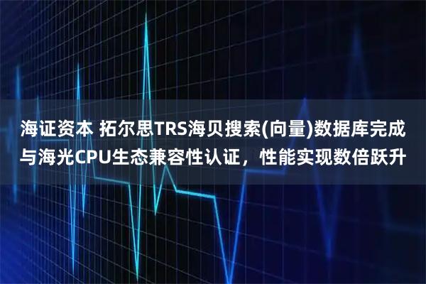海证资本 拓尔思TRS海贝搜索(向量)数据库完成与海光CPU生态兼容性认证，性能实现数倍跃升